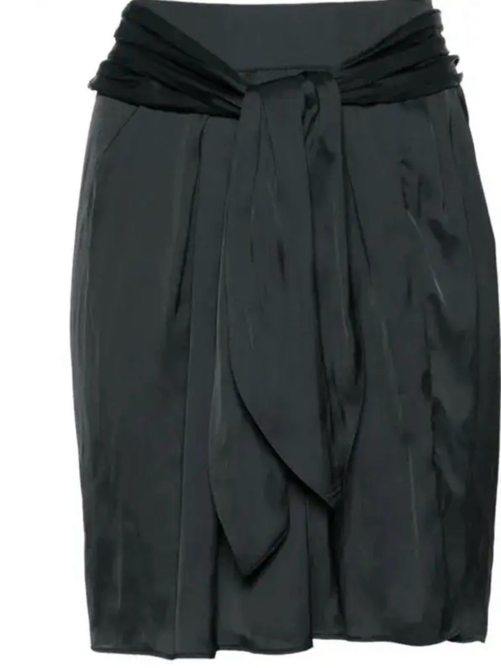 Zadig & Voltaire Black Satin Tie Waist Mini Skirt Quiet Luxury Minimalist S